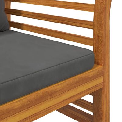vidaXL Sofa-suoliukas su tamsiai pilkomis pagalvėlėmis, akacija