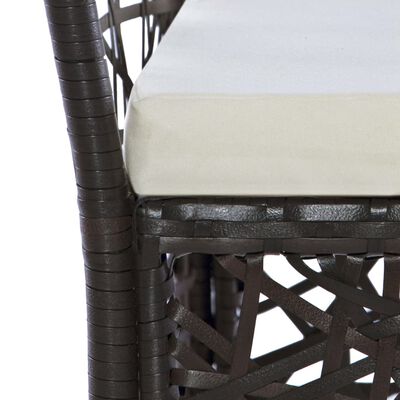 vidaXL Lauko kėdės, 2 vnt., su pagalvėlėmis, poliratanas, rudos