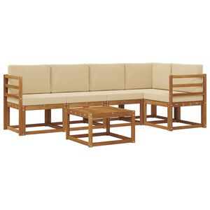 vidaXL Lauko sofos komplektas su pagalve 6 pcs Natūralus ir bežinis
