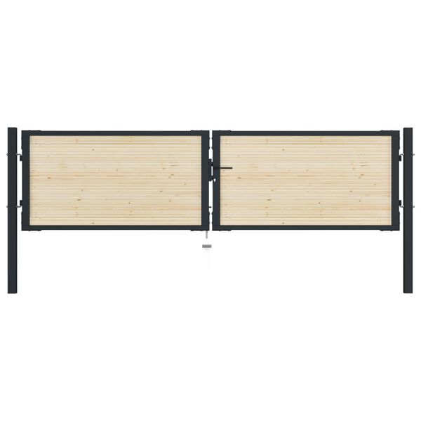 vidaXL Vartai, 310x125cm, plienas ir eglės mediena (144579+146534)