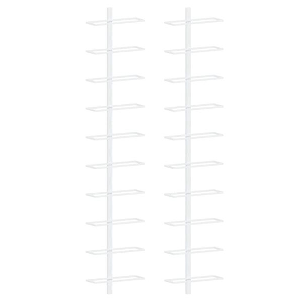 vidaXL Prie sienos montuojami vyno laikikliai, 2vnt., balti, metalas