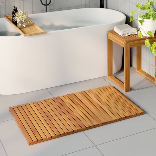 vidaXL Badematte Paprastas Ruda 100 x 55 cm Medis