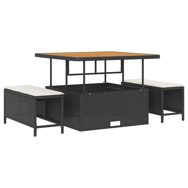 vidaXL Sodo Sofų Rinkinys su pagalve 13 pcs Juoda ir kreminė