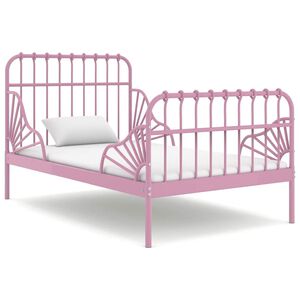 vidaXL I&scaron;skleidžiamas lovos rėmas, rožinis, 80x130/200cm, metalas