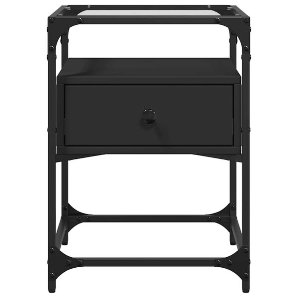 vidaXL Naktinės spintelės, 2vnt., juodos, 40x40x55cm, apdirbta mediena