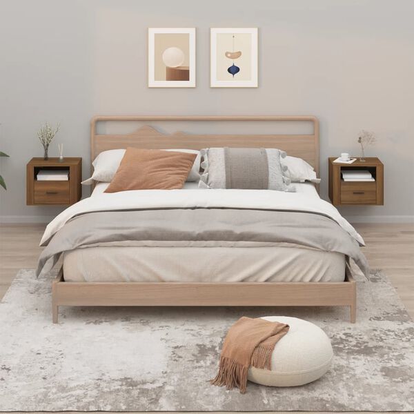 vidaXL Sieninės naktinės spintelės, 2vnt., rudos ąžuolo, 50x36x40cm