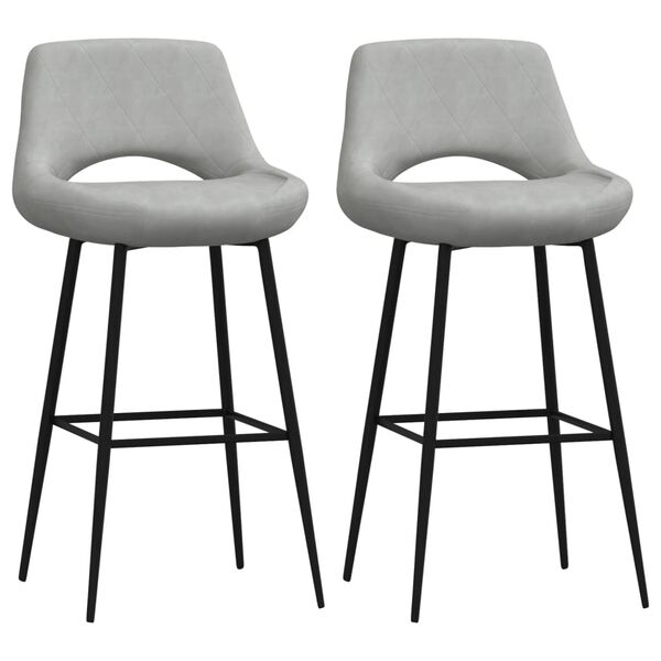 vidaXL Baro taburetės, 2vnt., &scaron;viesiai pilkos spalvos, aksomas