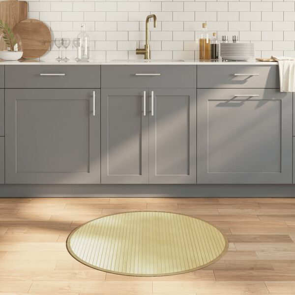 vidaXL Kilimas, &scaron;viesus natūralus, 80cm, bambukas, apskritas