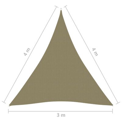 vidaXL Uždanga nuo saulės, kreminė, 3x4x5m, oksfordo audinys, trikampė