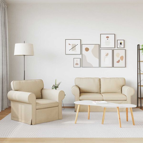 vidaXL Sofa 2 pcs Kreminė 155 x 82 x 80 cm audinys