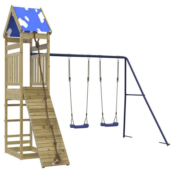 vidaXL Lauko žaidimų aikštelės komplektas, impregnuota pušies mediena