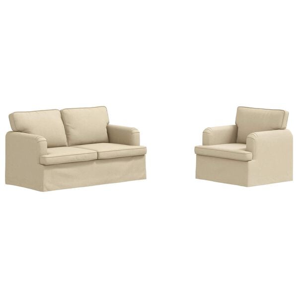 vidaXL Sofa 2 pcs Kreminė 144 x 80 x 85 cm audinys