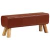 vidaXL Gimnastikos arklys, rudas, 110cm, tikra oda ir mango masyvas