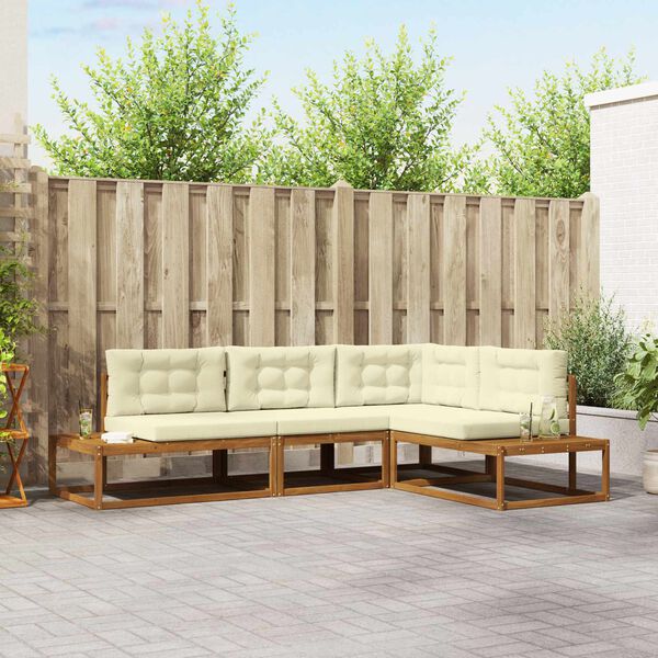 vidaXL Lauko sofos komplektas 4 Vienetas Natūralus ir grietinėlė