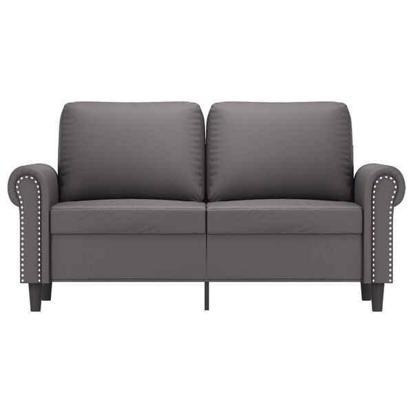 vidaXL Dvivietė sofa, pilkos spalvos, 120cm, dirbtinė oda