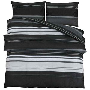 vidaXL 2 vnt. 225 x 220 cm + 50 x 75 cm 100% Cotton Black Stripes