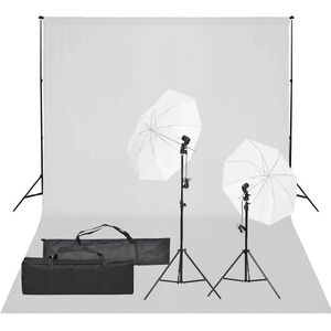 vidaXL Fotostudijos rinkinys su ap&scaron;vietimo rinkiniu ir fonu