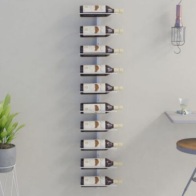 vidaXL Prie sienos montuojamas vyno laikiklis, baltas, metalas