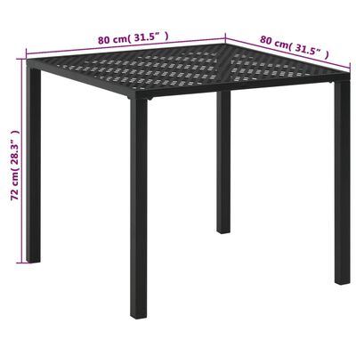vidaXL Sodo stalas, juodas, 80x80x72cm, plienas