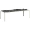 vidaXL Sodo stalas, baltas, 250x100x75cm, poliratanas ir stiklas