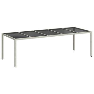 vidaXL Sodo stalas, baltas, 250x100x75cm, poliratanas ir stiklas