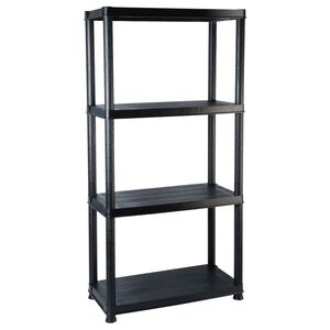 vidaXL Lentyna daiktams, 4 auk&scaron;tų, juoda, 61x30,5x130cm, plastikas