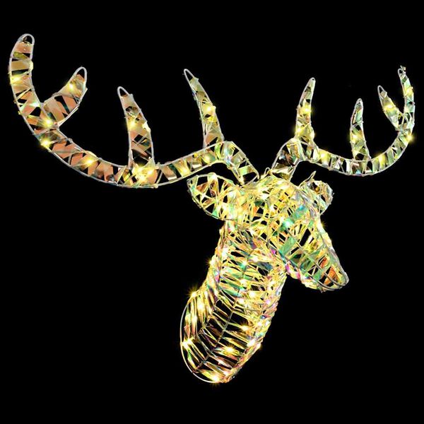 vidaXL Elnių tempimo roges su 140 LED Šilta balta 60 cm PET