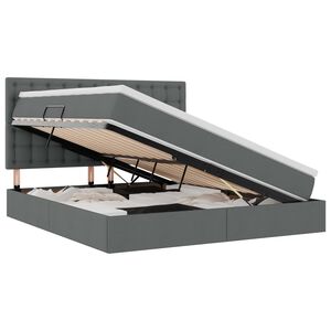 vidaXL Lova su daiktų laikymo vieta ir LED Tamsiai pilka 160 x 200 cm