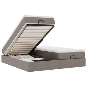 vidaXL Osmanų lovos rėmas su čiužiniais, taupe, 160x200cm, audinys