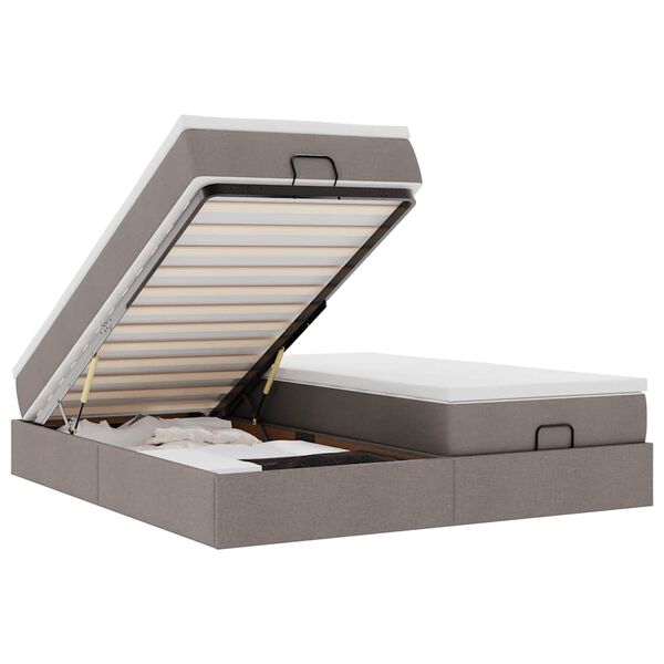 vidaXL Osmanų lovos rėmas su čiužiniais, taupe, 160x200cm, audinys