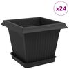 vidaXL Augalų vazonai 24 vnt. Juoda Plastmasė