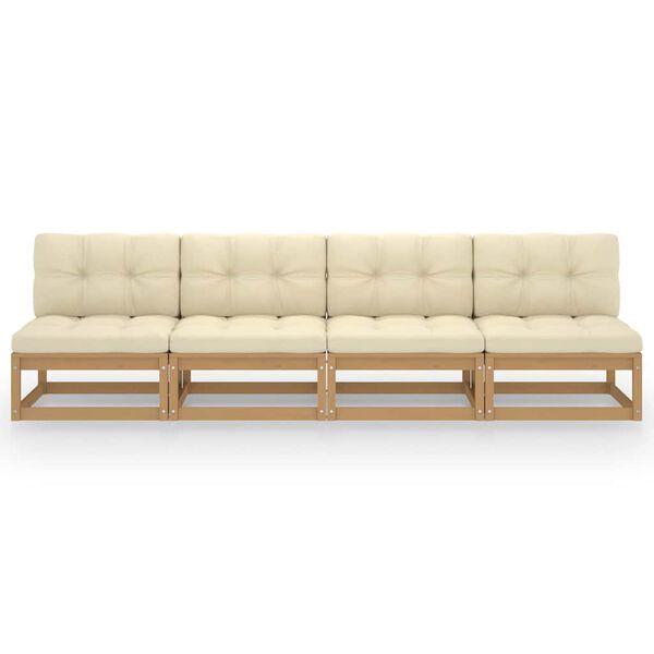 vidaXL Keturvietė sodo sofa su pagalvėlėmis, pušies medienos masyvas