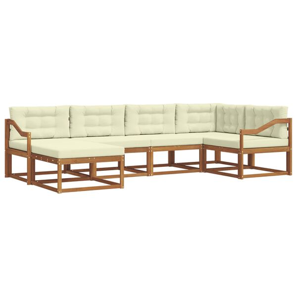 vidaXL Lauko sofos komplektas su pagalve 6 pcs Natūralus ir grietinėlė