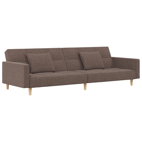 vidaXL Dvivietė sofa-lova su pagalvėmis ir pakoja, taupe, audinys