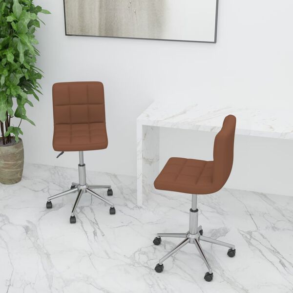 vidaXL Pasukamos valgomojo kėdės, 2vnt., rudos spalvos, audinys