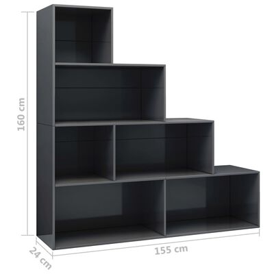 vidaXL Spintelė knygoms/kambario pertvara, pilka, 155x24x160cm, MDP