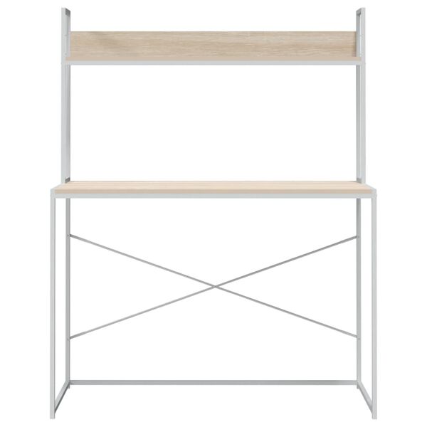 vidaXL Kompiuterio stalas, baltas ir ąžuolo, 110x60x138cm, mediena