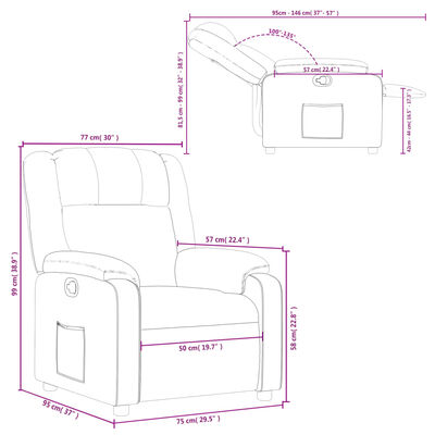 vidaXL Atlošiamas krėslas, kreminės spalvos, dirbtinė oda