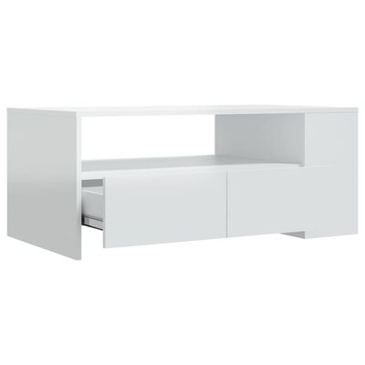 vidaXL Kavos staliukas, baltas, 102x55x42cm, apdirbta mediena, blizgus