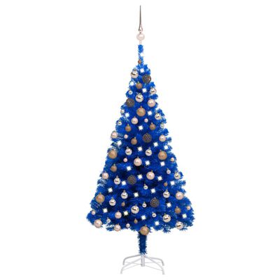 vidaXL Dirbtinė Kalėdų eglutė su žaisliukais, mėlyna, 150cm, PVC