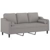 vidaXL Trivietė sofa su pagalvėmis, &scaron;viesiai pilka, 180cm, audinys