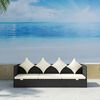 vidaXL Lauko sofa su pagalvėlėmis, poliratanas, juoda