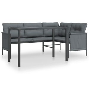 vidaXL Sodo valgomojo baldų komplektas, 2 dalių, antracito, plienas