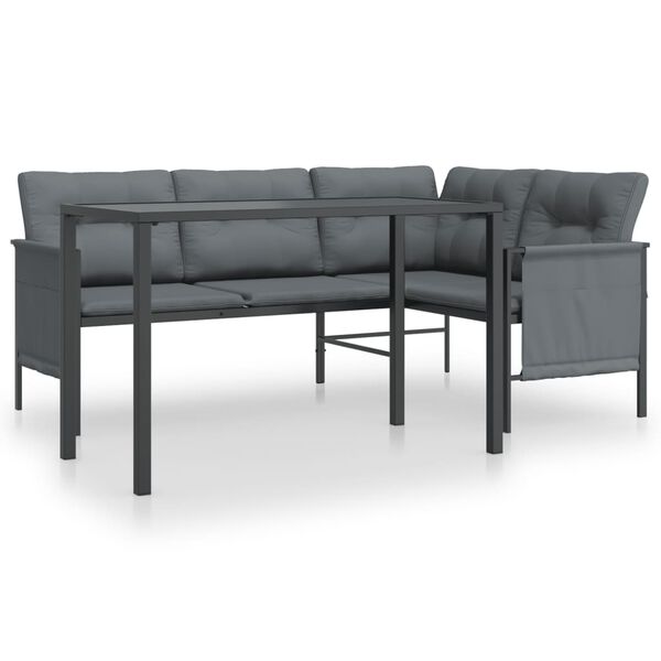 vidaXL Sodo valgomojo baldų komplektas, 2 dalių, antracito, plienas