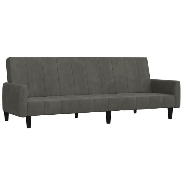 vidaXL Dvivietė sofa-lova su pakoja, tamsiai pilkos spalvos, aksomas