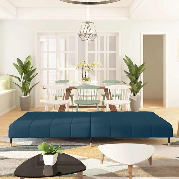 vidaXL Dvivietė sofa-lova, mėlynos spalvos, aksomas