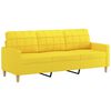 vidaXL Trivietė sofa su pagalvėlėmis, šviesiai geltona, 180cm, audinys