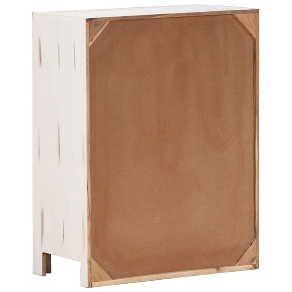 vidaXL Spintelė su stalčiais, balta, 58x30x75cm, akacijos masyvas