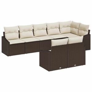 vidaXL Sodo Sofų Rinkinys su pagalve 8 pcs Ruda ir balta poliratanas