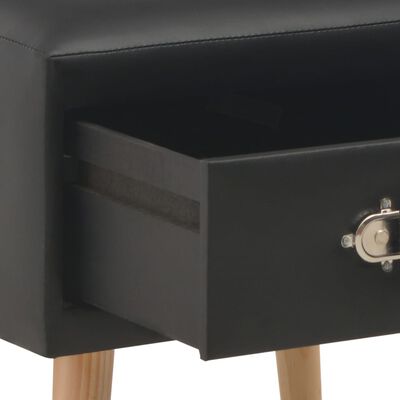 vidaXL Naktinis staliukas, juodas, 40x35x40cm, dirbtinė oda